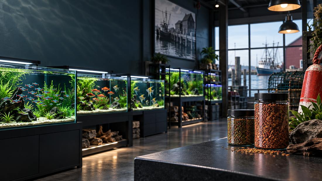 Custom concept artwork for Fish Mart: aquatic and pet retail presentation