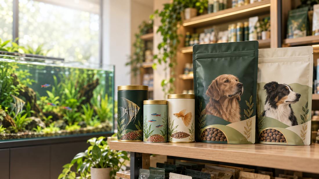 Custom concept artwork for Midwest Pet Wholesale: aquatic and pet retail presentation